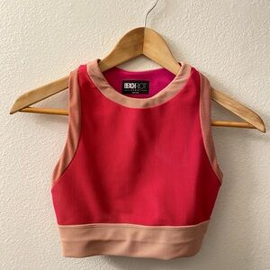 Beach Riot Pink and Tan Ribbed Sports Bra Size XS